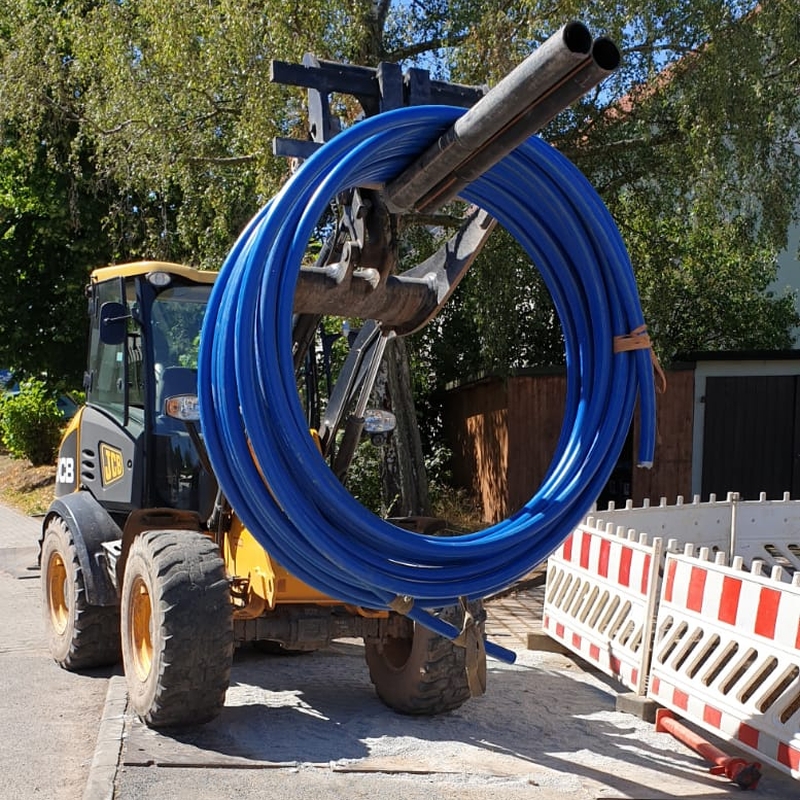 Erneuerung einer Trinkwasserleitung in Dippoldiswalde - Rohrbund